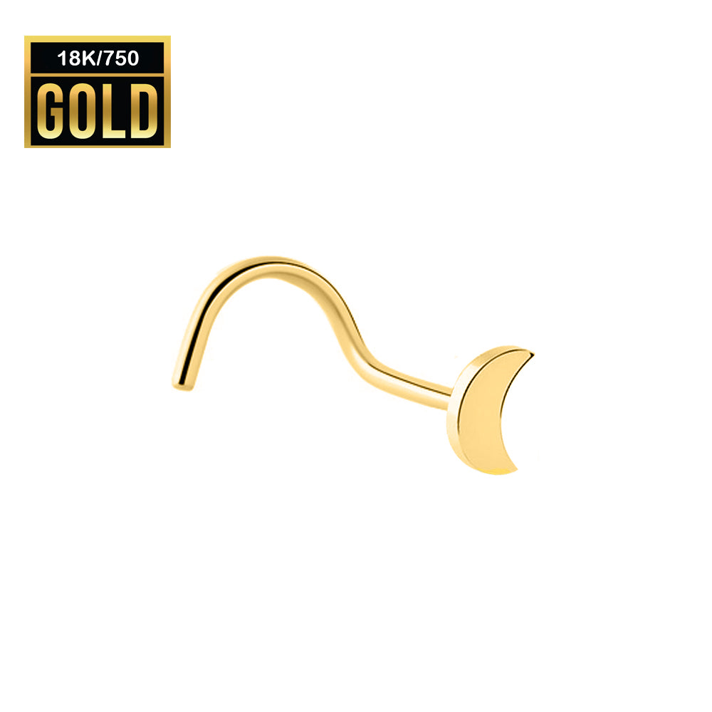 750er Echt-Gelbgold (18K) Nasenspirale mit Mond