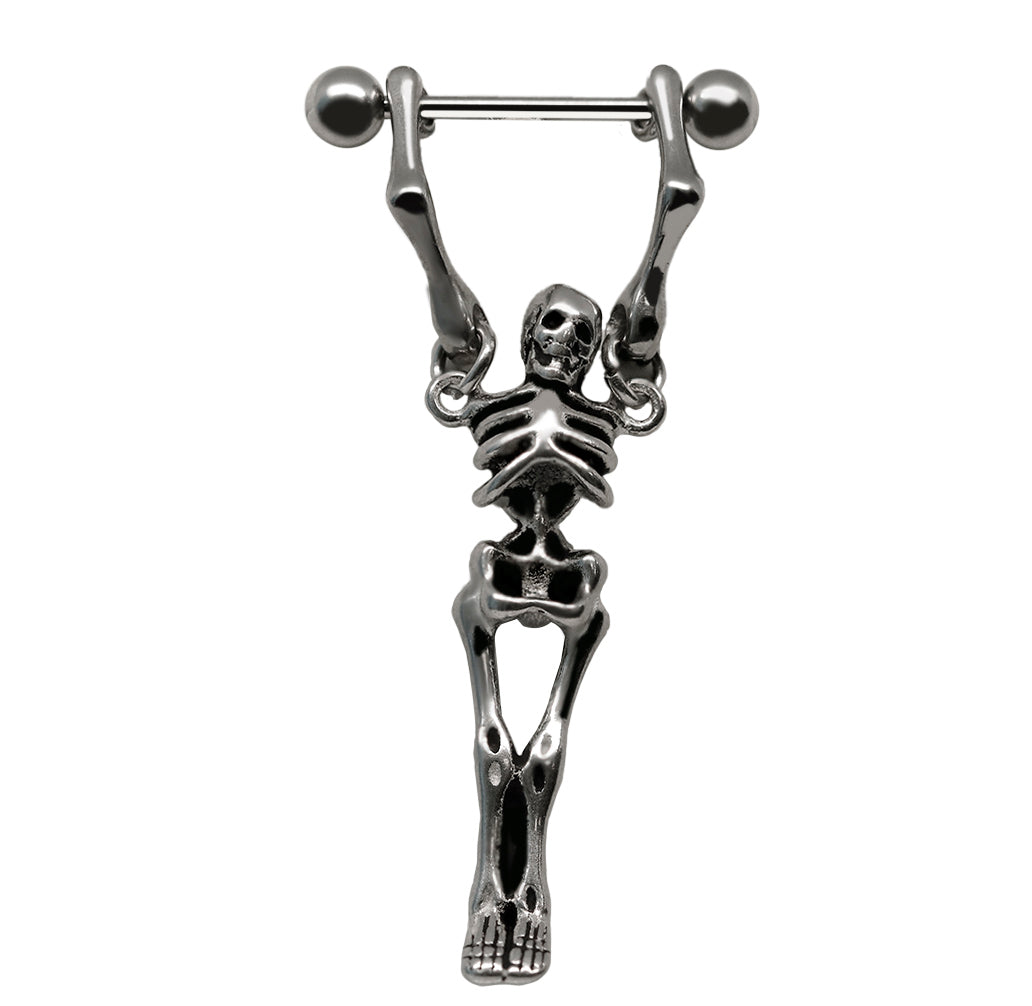 Steel 316L Nippel Piercing Barbell mit Skelet - Stärke 1.2mm Länge 14mm