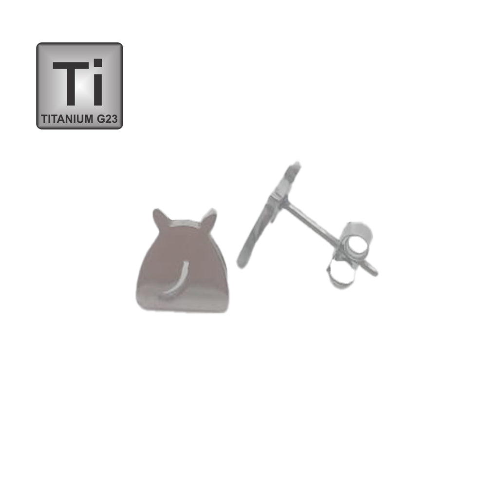 Ohrstecker aus Titan G23 (ASTM F136) mit Katzen Design