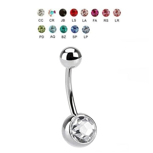 SONDERLÄNGEN - Steel 316L Bauchnabel Banana mit Kugeln (5+8mm) - Single Crystal - Stärke 1.6mm