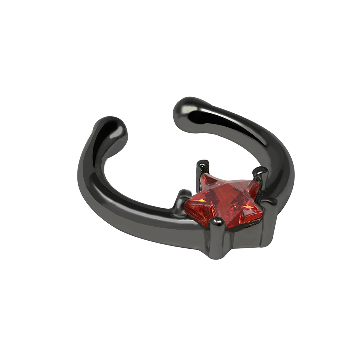 Black rhodinierter Fashion Brass Clip-On mit Kristall in Sternform