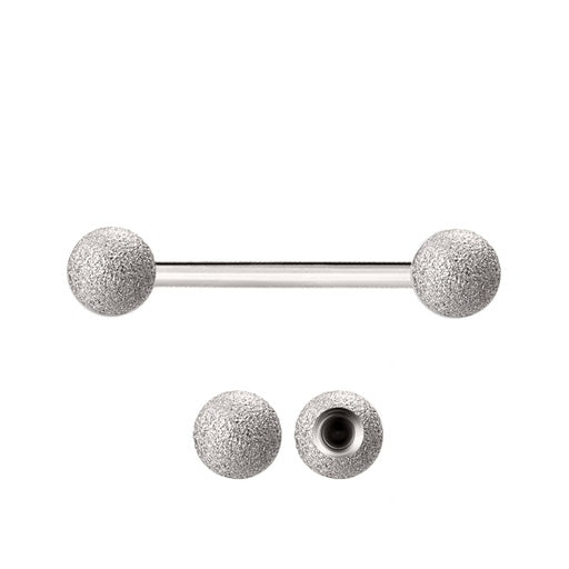 Steel 316L Barbell Sandgestrahlt -im Diamant Schliff Design- Stärke 1.2mm