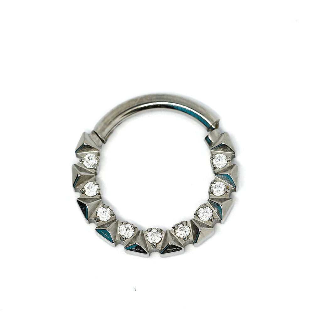 Titan G23 Segmentring Clicker mit Cubic Zirkonia Kristallen - Stärke 1.2mm Durchmesser 8mm