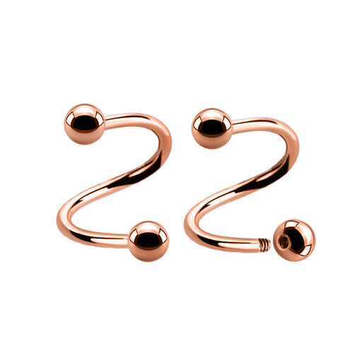 18K Rose Gold Steel Spirale mit Schraubkugeln - Stärke 1.2mm