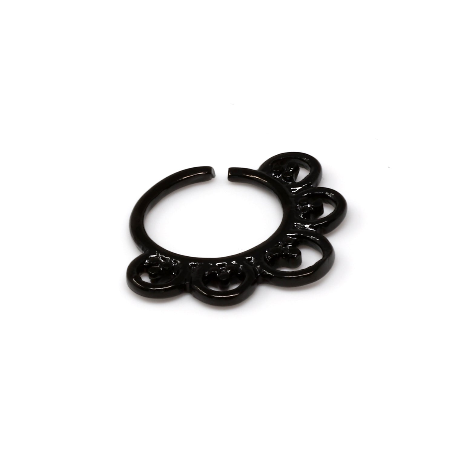 Black Fashion Brass Septum Ring mit Design - biegsam - Stärke 1.2mm