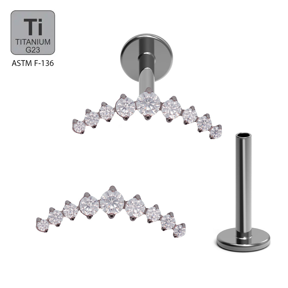 Titan G23 Labret mit Innengewinde und Zirconia Design