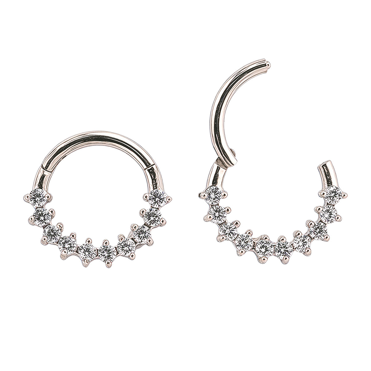 Steel 316L Segmentring Clicker mit klaren Kristallen - Stärke 1.2mm