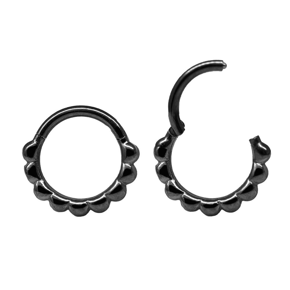 Black Steel Segmentring Clicker im Fashion Design - Stärke 1.2mm