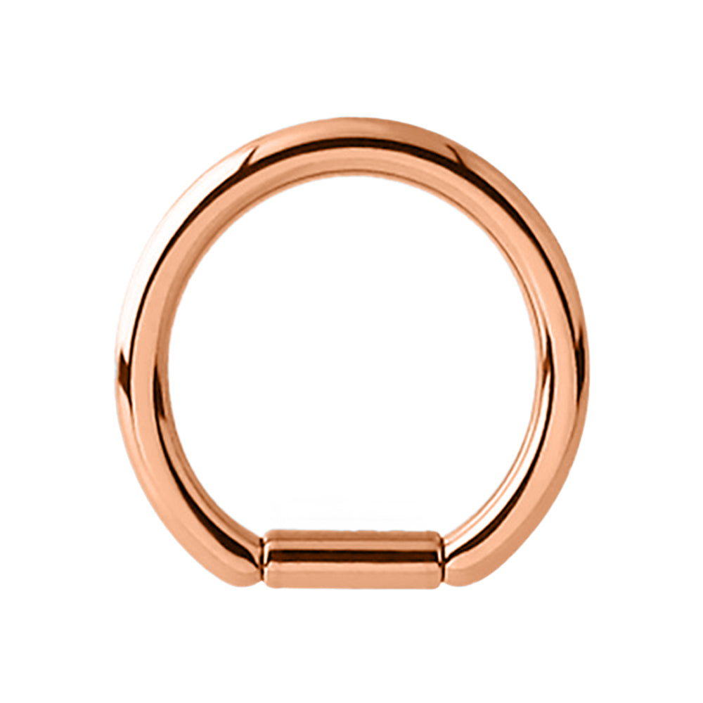 18K Rose Gold Steel Bar Closure Ring - Stärke 1.0mm und Durchmesser 8mm