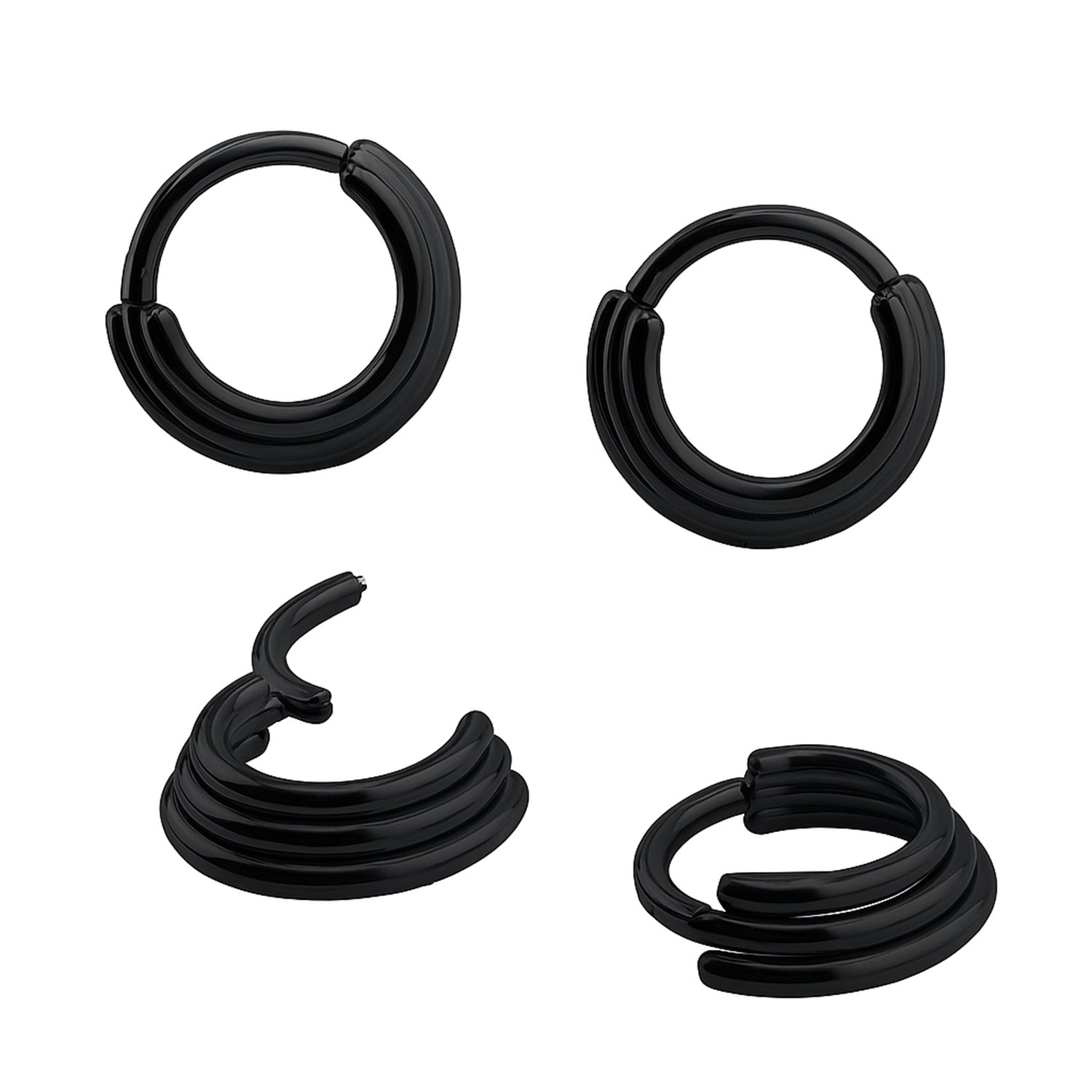 Black Steel Segmentring Clicker im Fashion Design - Stärke 1.2mm