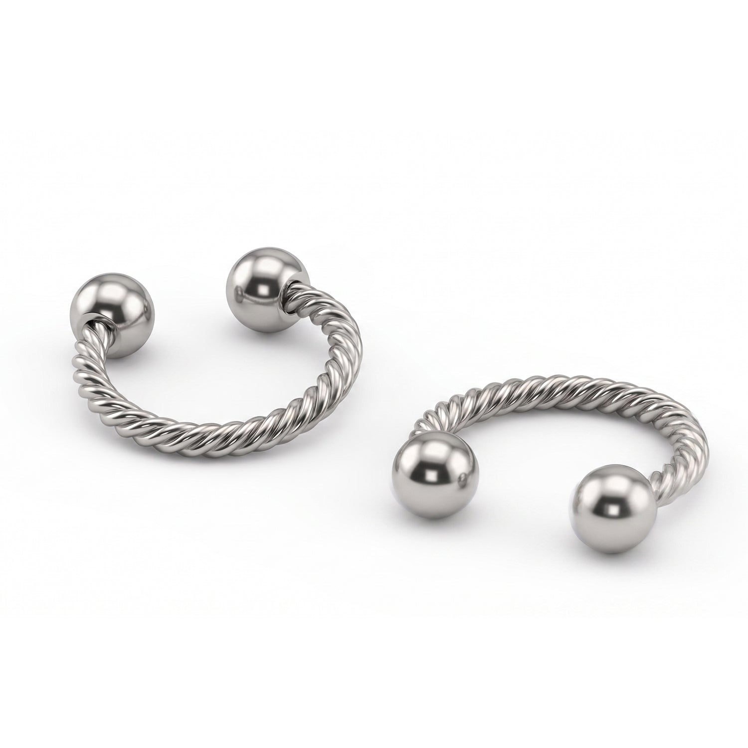 Steel 316L Twisted Circular Barbell with Plain Screwball