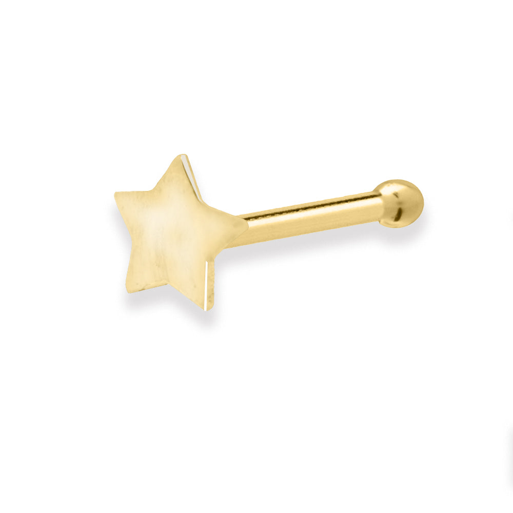 750 real yellow gold (18K) nose stud with star