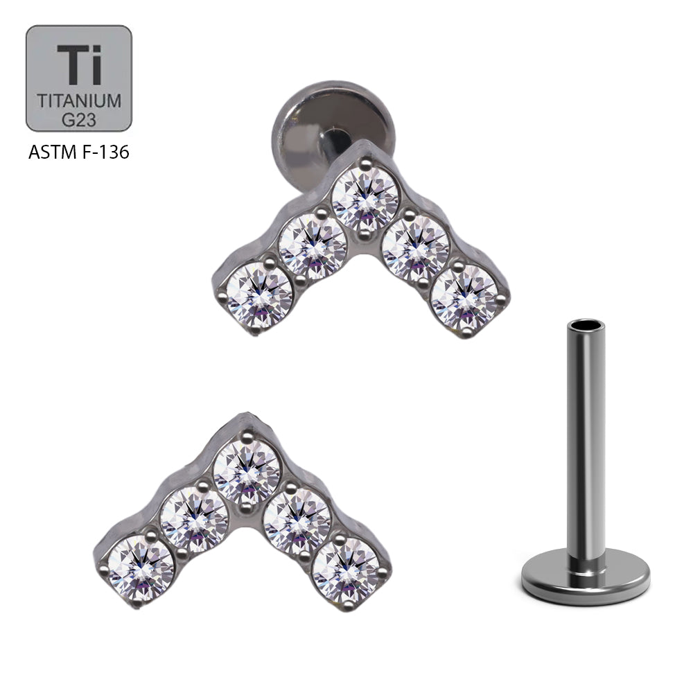 Titan G23 Labret mit Innengewinde und Zirconia Design