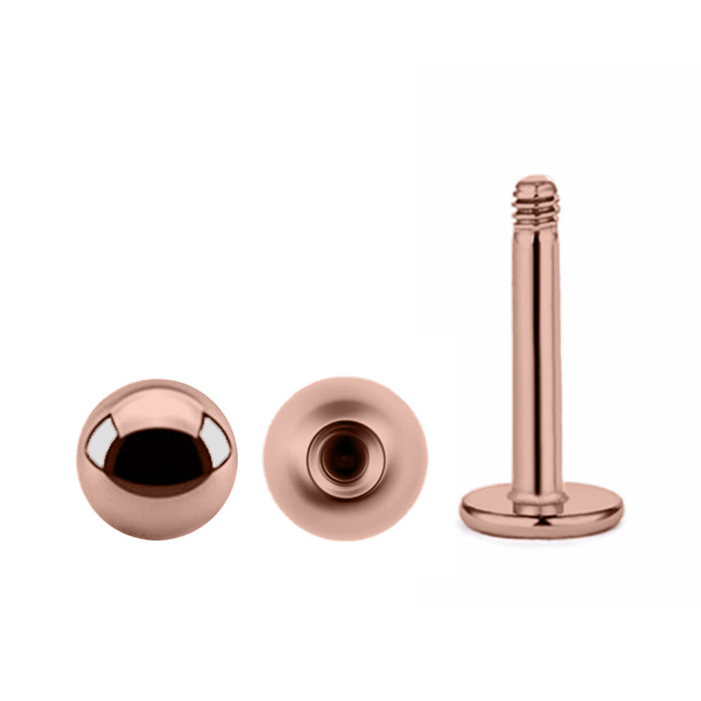 18K Rose Gold Steel Labret with ball - thickness 1.2mm