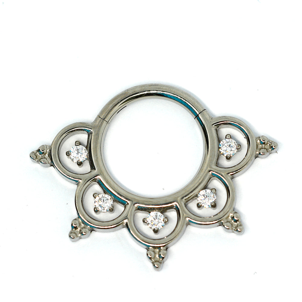 Titan G23 Segmentring Clicker mit Cubic Zirkonia Kristallen - Stärke 1.2mm Durchmesser 8mm