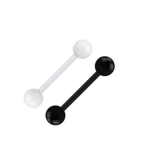 Acrylic Barbell &amp; Tongue Piercing - Flexible - Thickness 1.6mm Length 16mm