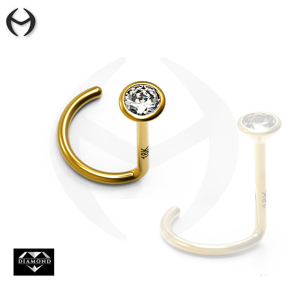 750 real yellow gold (18K) nose spiral with diamond