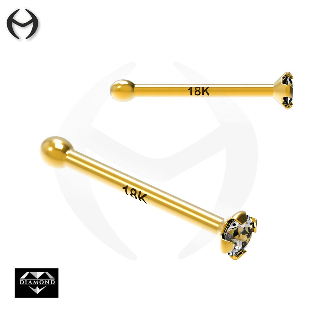 750 real yellow gold (18K) nose stud with diamond - crab setting