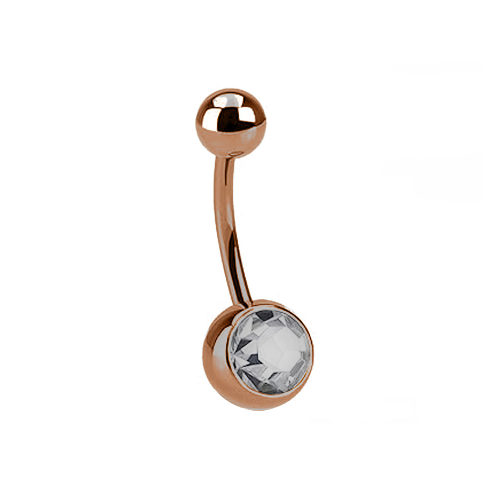 Antik Rose Gold Steel Bauchnabel Banana mit Kugeln (5+8mm) - Single Crystal - Stärke 1.6mm Länge 10mm