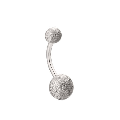 Steel 316L Bauchnabel Banana mit Kugeln (4+6mm) Sandgestrahlt -im Diamant Schliff Design- Stärke 1.6mm