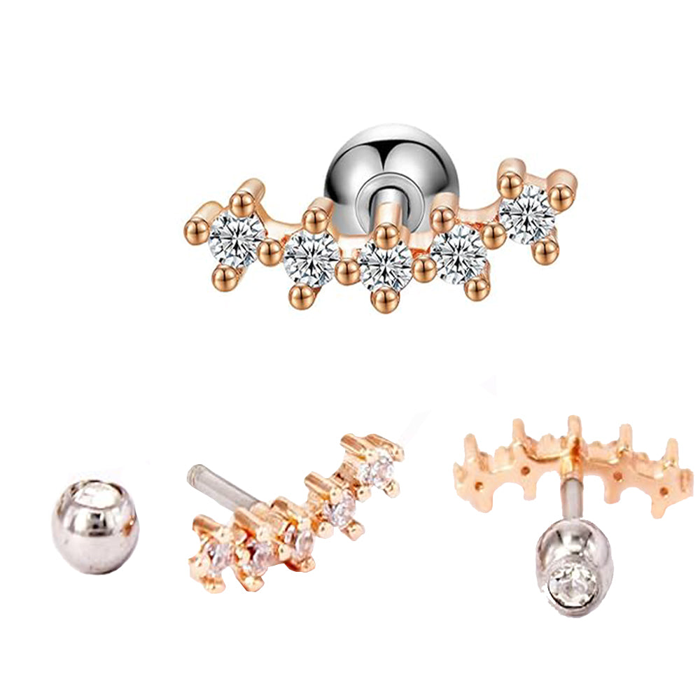 Steel 316L Barbell im Fashion Design mit Kristallen - Kristallklar