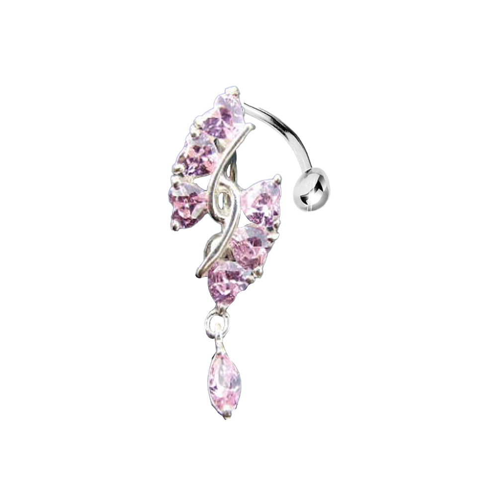 Steel 316L Bauchnabel Banana im Fashion Design mit Kristallen - RS Rose