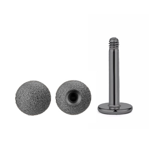 Black Steel Labret mit Kugel -Sandgestrahlt im Diamant Schliff-Design- Stärke 1.6mm