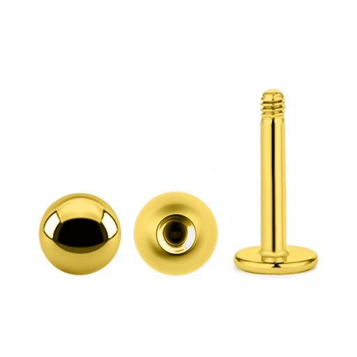 18K Gold Steel Labret with ball - thickness 0.8mm