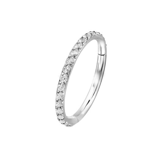 Premium Segmentring Clicker aus Titan G23 mit Weißgold Veredelung und Kristallen - Stärke 1.0mm