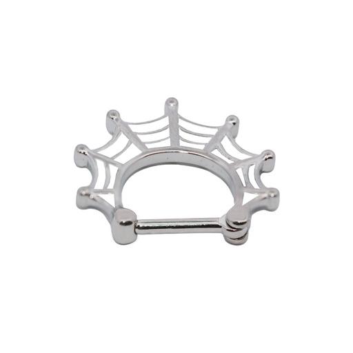 Steel 316L Septum Clicker mit Spinnennetz Design - Stärke 1.2mm Durchmesser 8mm