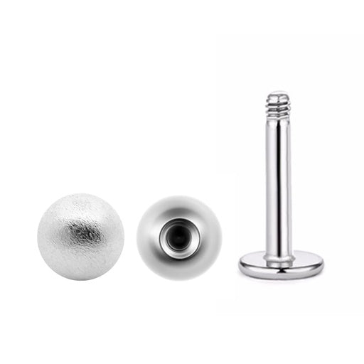 Steel 316L Labret mit Kugel -Sandgestrahlt im Diamant Schliff-Design- Stärke 1.6mm