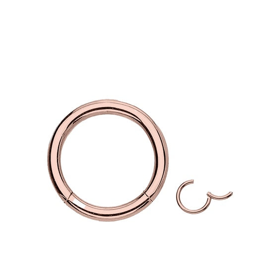 18K Rose Gold Steel Segment Ring Clicker - with crystal ball (3mm) in Crystal Clear - thickness 1.2mm