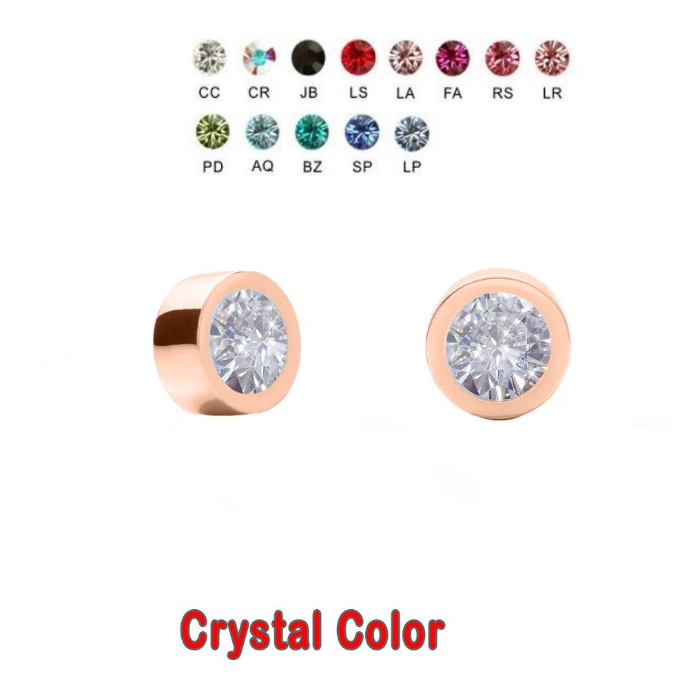 18K Rose Gold Steel Clip-in Flat-Ball mit Kristall