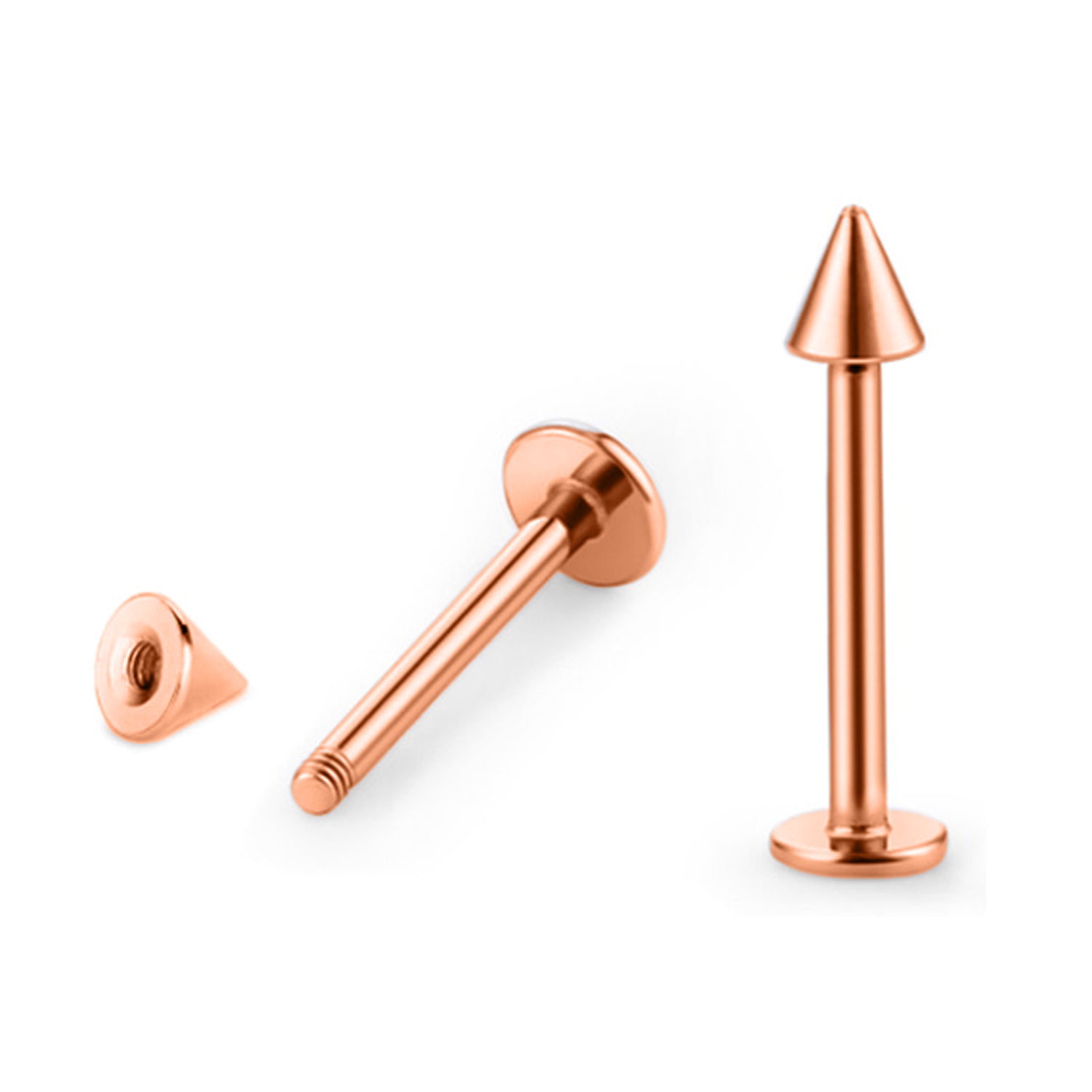 18K Rose Gold Steel Labret with Tip - Thickness 1.6mm