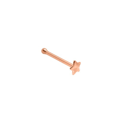 18K Rose Gold Steel Nasenstecker mit Stern Design - Stärke 1.0mm Design 2.5mm