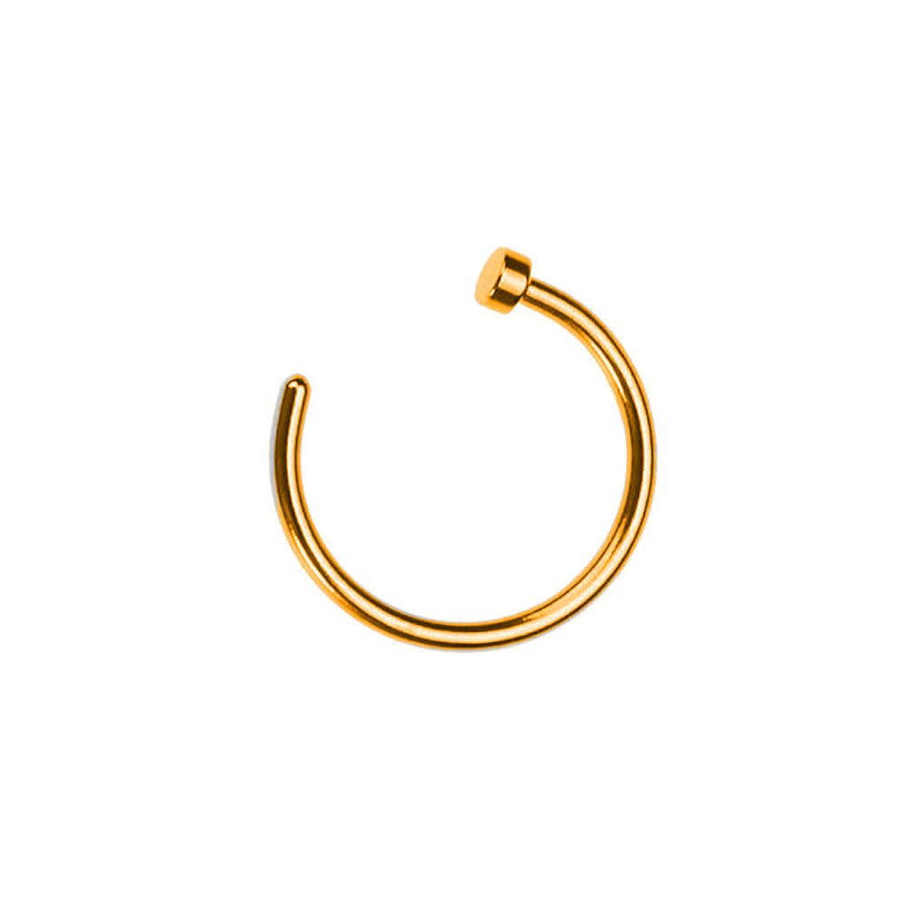 18K Rose Gold Steel Open Nose Ring mit Flat Disc - Stärke 1.0mm