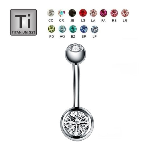 Titan G23 Bauchnabel Banana mit Kugeln (5+8mm) - Stärke 1.6mm - Double Crystal