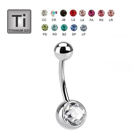 Titan G23 Bauchnabel Banana mit Kugeln (5+8mm) - Stärke 1.6mm - Single Crystal