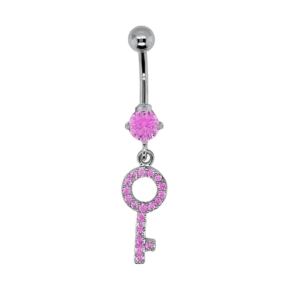 Titan G23 Bauchnabel Banana im Schlüssel Design mit Kristallen - RS Rose
