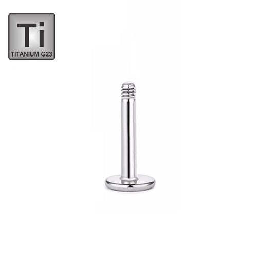 Titanium labret without ball - made from one piece with a flat base plate - thickness 1.6mm