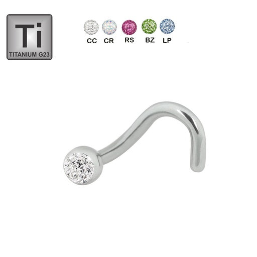 Titan G23 Nasenspirale mit Epoxy Glitzerkugel - Stärke 1.0mm Kugel 3mm