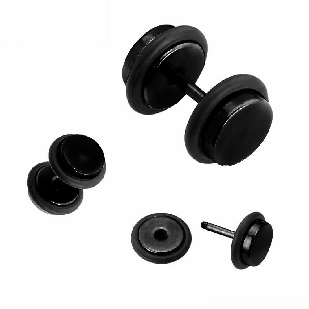 Black Steel Fake Plug mit Gummiringen - Stärke 1.2mm Stablänge 6mm