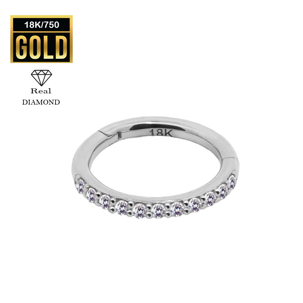 750er Echt-Weißgold (18K) Segmentring Clicker mit Diamanten - Stärke 1.2mm