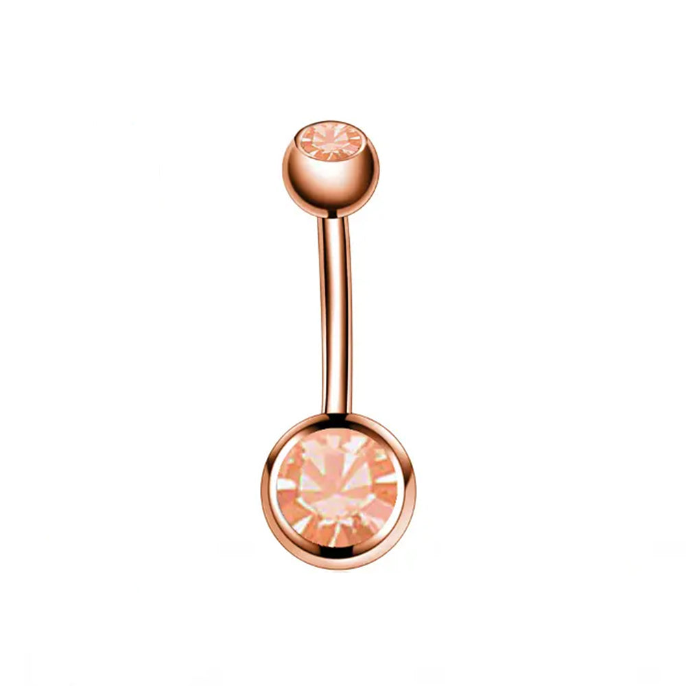 18K Rose Gold Steel Bauchnabel Banana mit Kugeln (5+8mm) - Double Crystal - Stärke 1.6mm