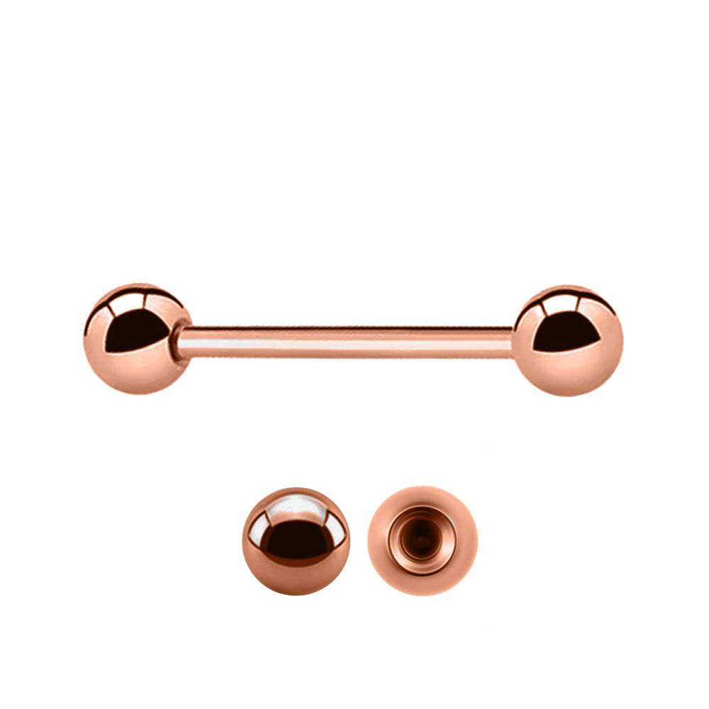 18K Rose Gold Steel Barbell mit Kugeln - Stärke 1.2mm