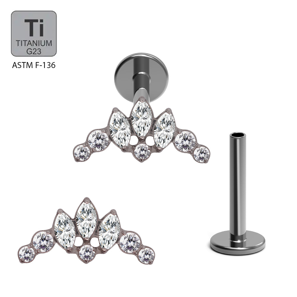 Titan G23 Labret mit Innengewinde und Marquise Zirconia Design