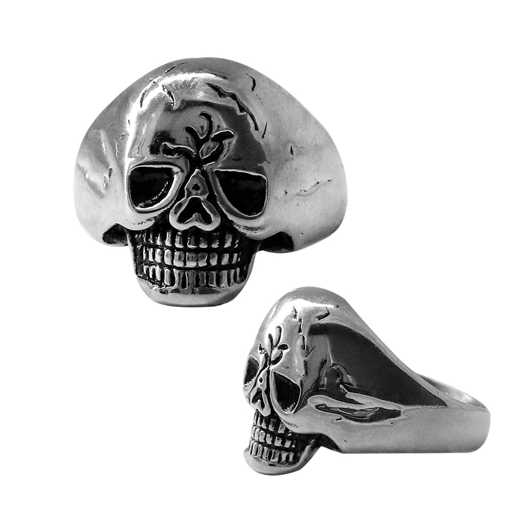 Edelstahl Finger Ring mit Totenkopf Design - Größe #70