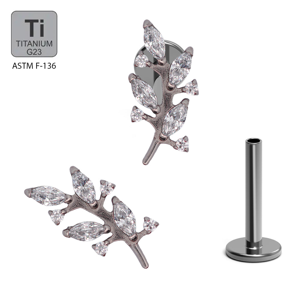 Titan G23 Labret mit Innengewinde und Marquise Zirkonia Design