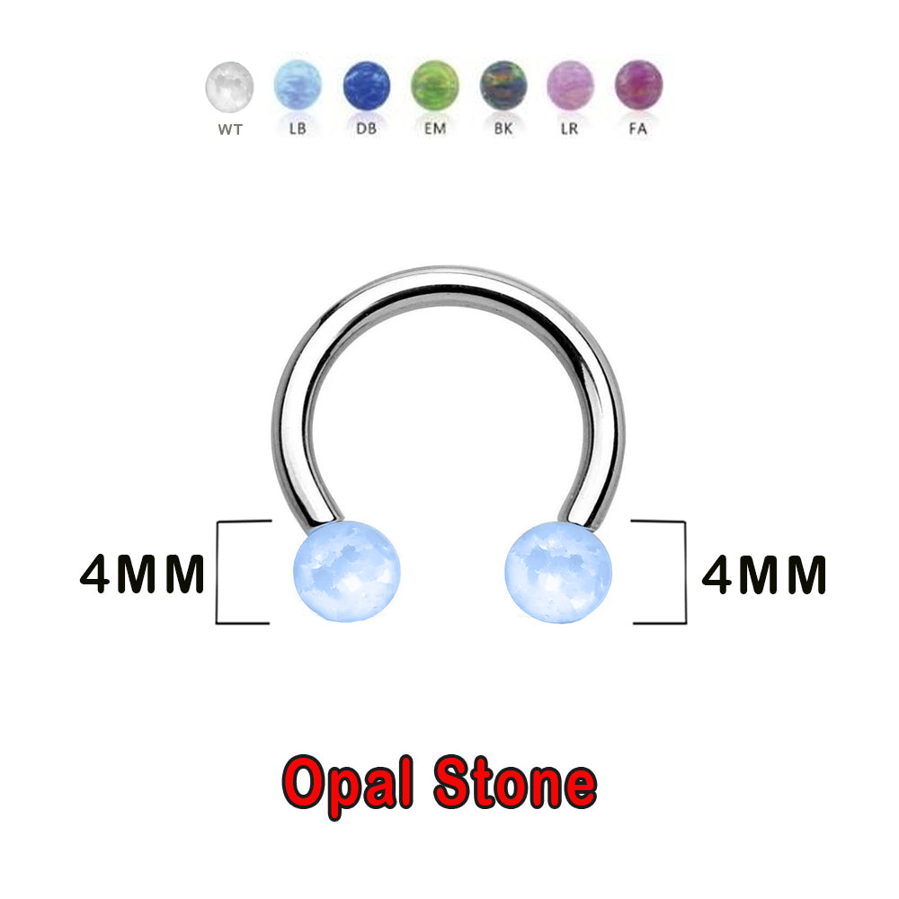 Steel 316L Circular Barbell mit Opal Kugeln - Stärke 1.6mm Kugeln 4mm