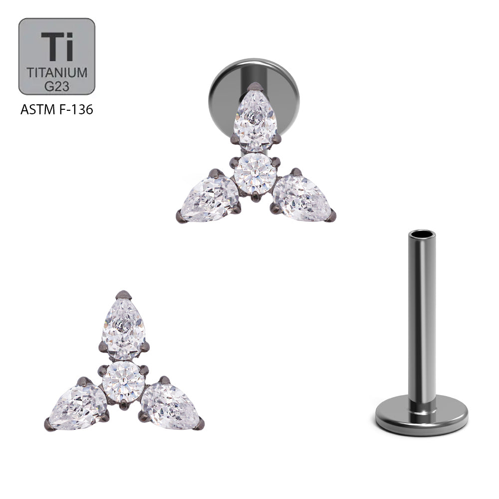 Titan G23 Labret mit Innengewinde und Zirconia Design